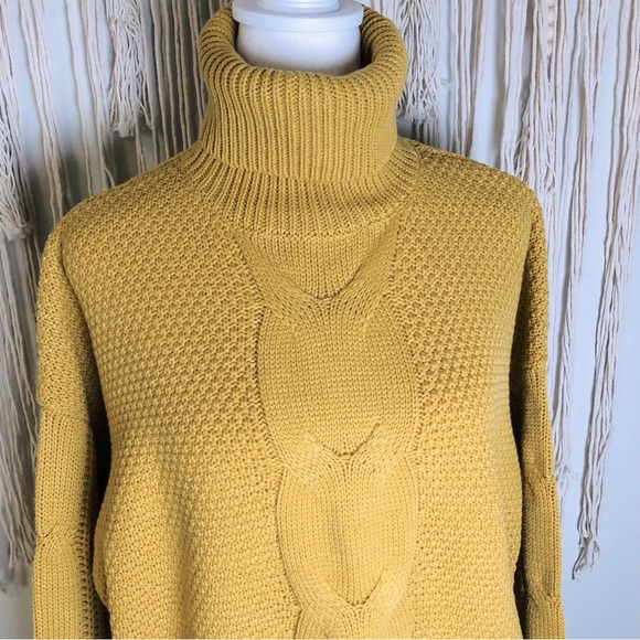 NWT Mustard Cableknit Turtleneck Sweater - Picture 6 of 14